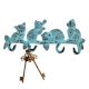 Turquoise Distressed Cats Iron Hook